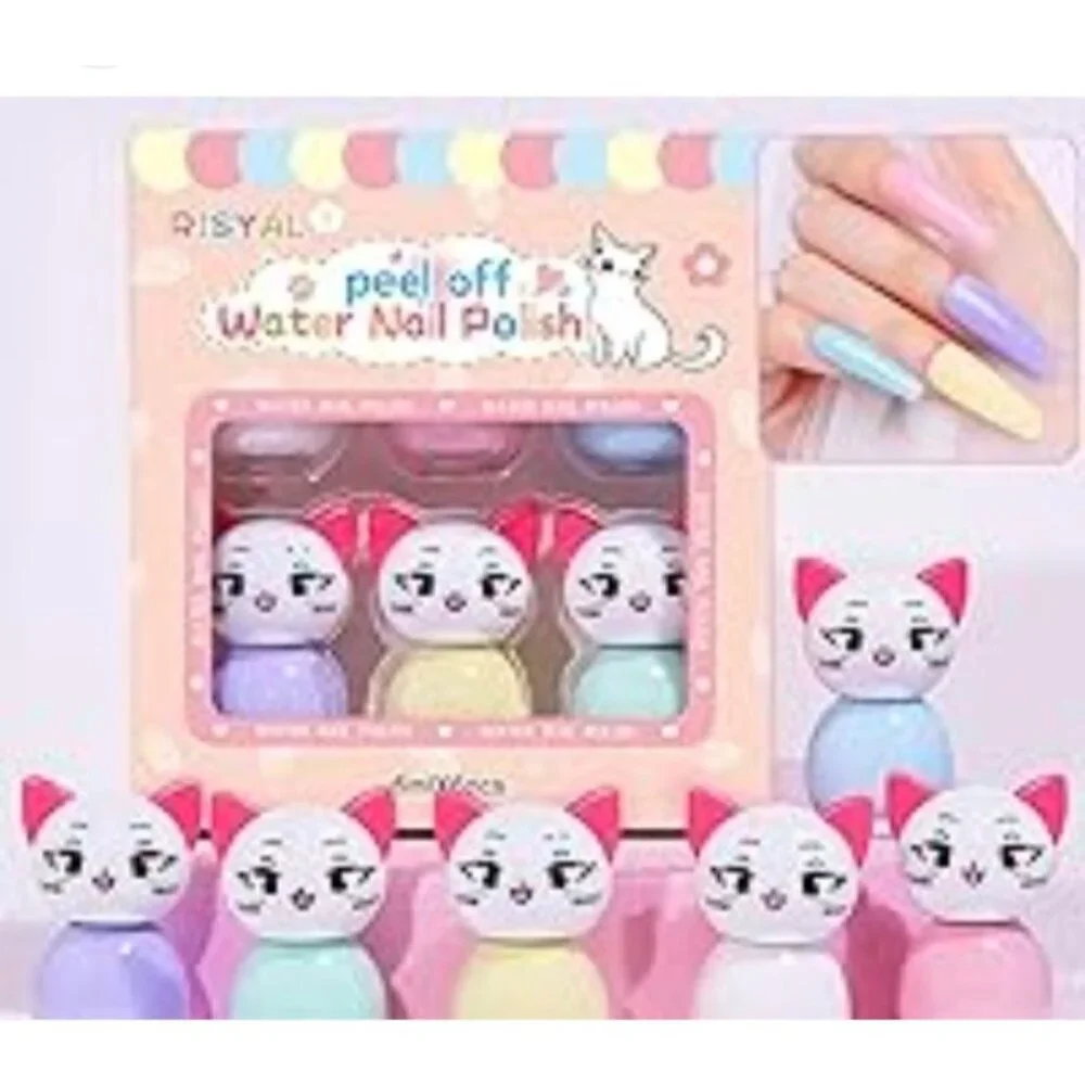 2 Pkg Bundle Non-Toxic Peel-Off Water-Based Nail Polish Set Kids & Women